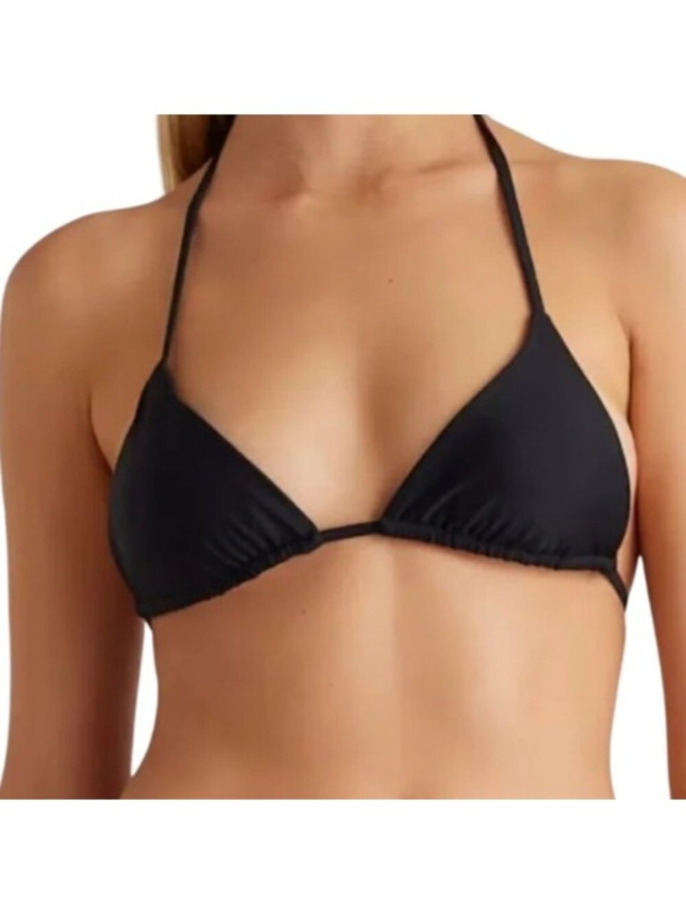 Italian Triangle Bikini Top Black Size M Gold Beads